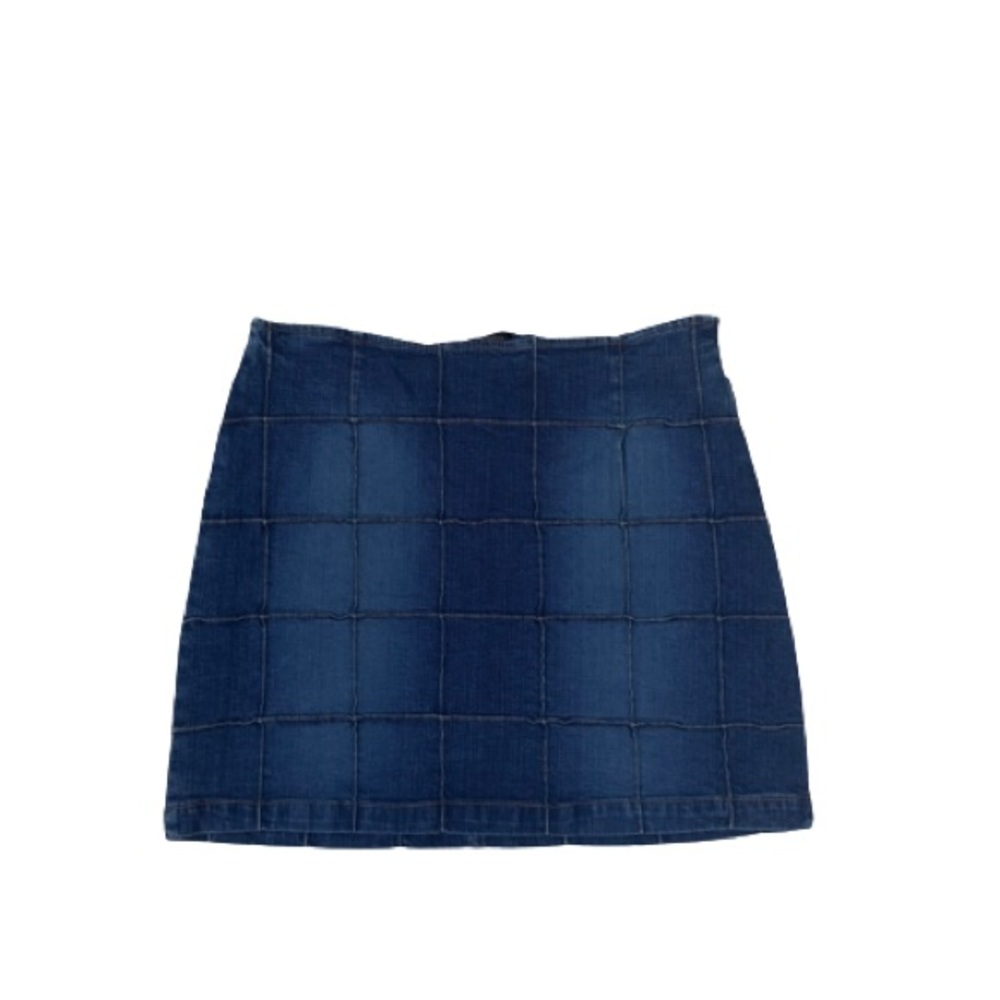 Y2k Checkered Patchwork Denim Skirt - Vintage Style Size 1